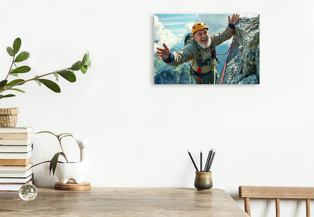 Premium Textil-Leinwand Gipfelstürmer im Alter