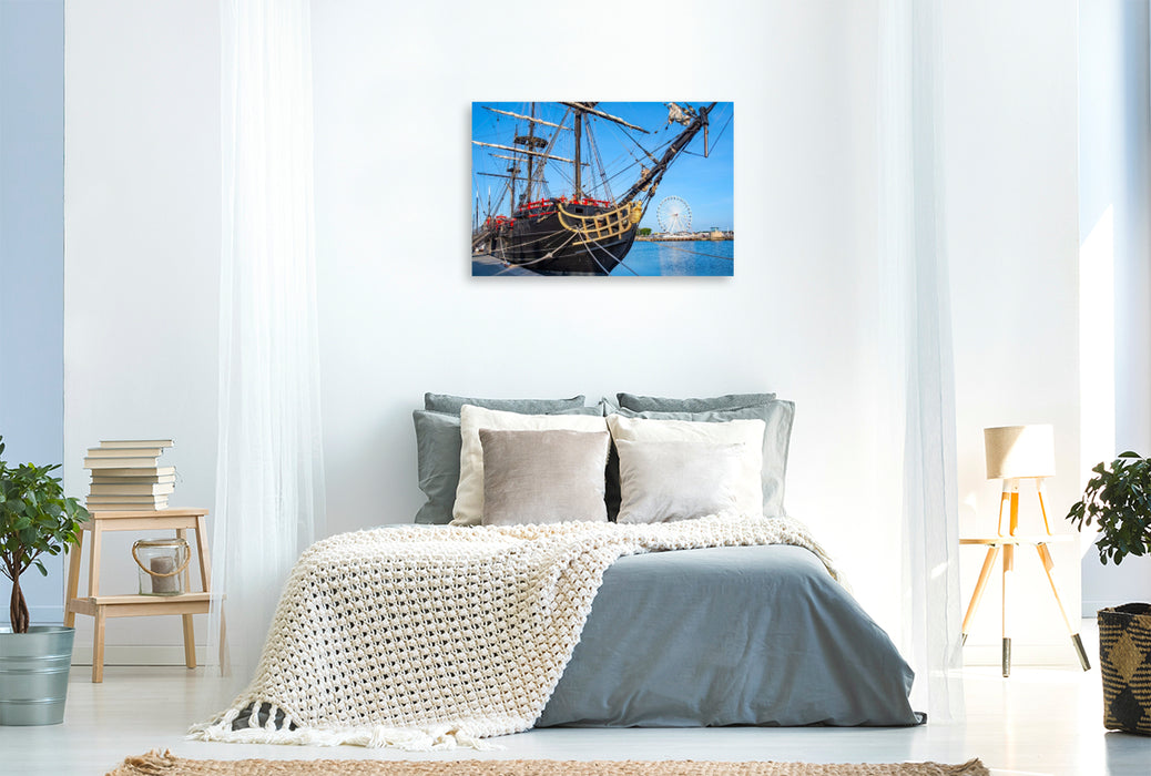 Premium Textil-Leinwand Segelschiff, Saint Malo, Bretagne