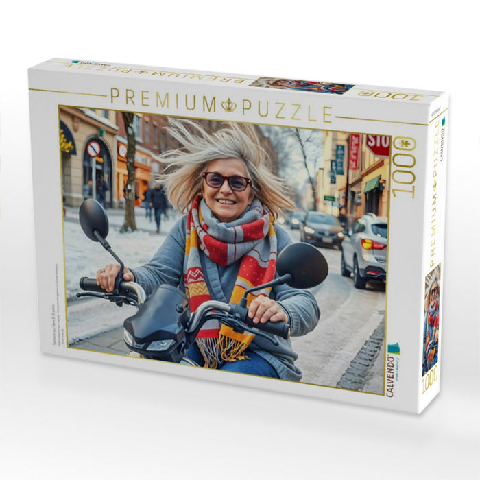Seniorin auf dem E-Scooter - CALVENDO Foto-Puzzle'