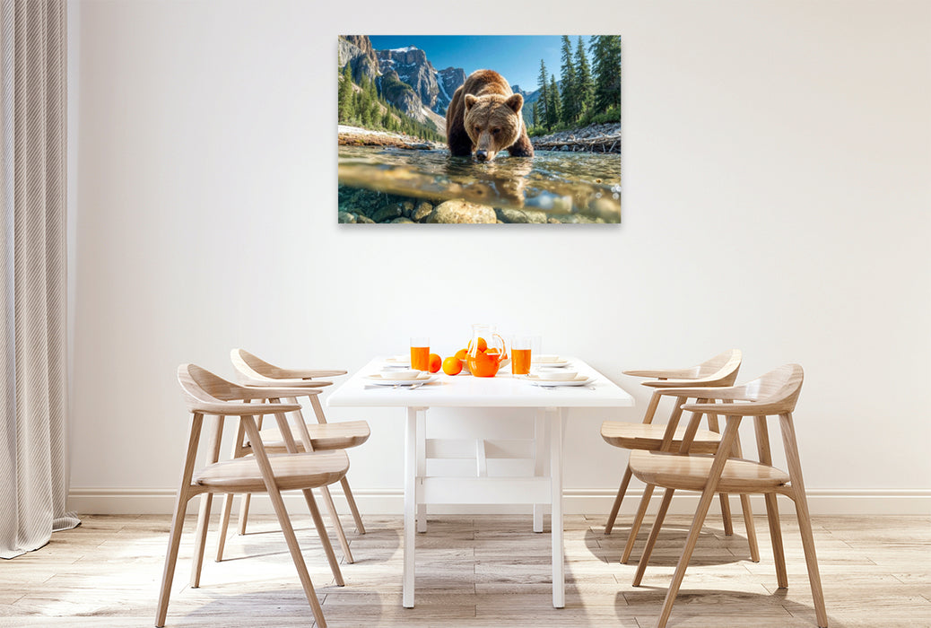 Premium Textil-Leinwand Kühles frisches Wasser löscht den Durst