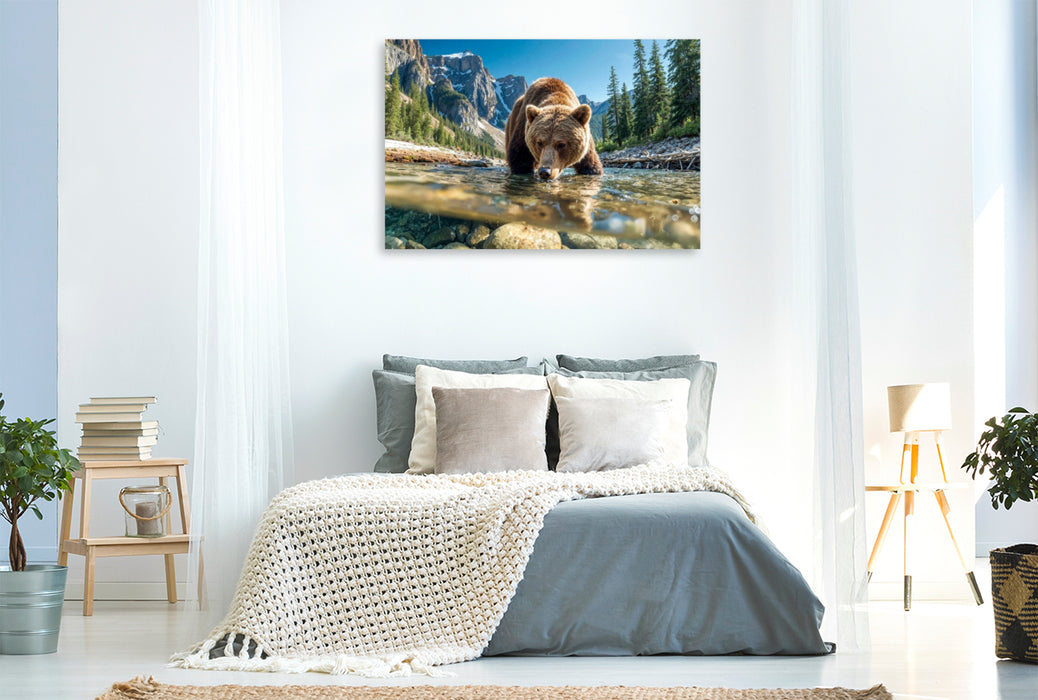 Premium Textil-Leinwand Kühles frisches Wasser löscht den Durst