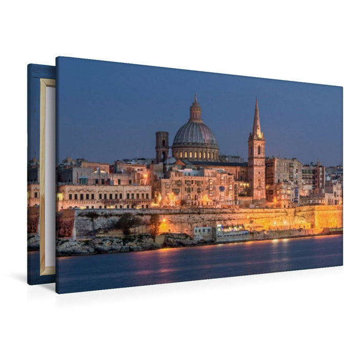 Premium Textil-Leinwand Stadtansicht Valletta auf Malta