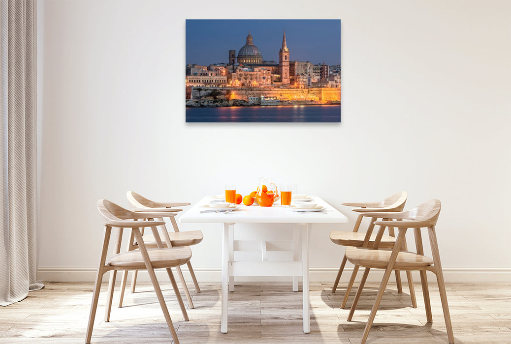Premium Textil-Leinwand Stadtansicht Valletta auf Malta