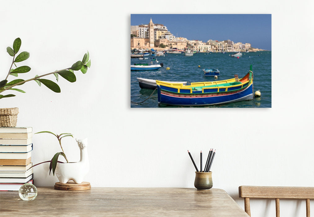 Premium Textil-Leinwand Stadtansicht Ta’ Monita auf Malta