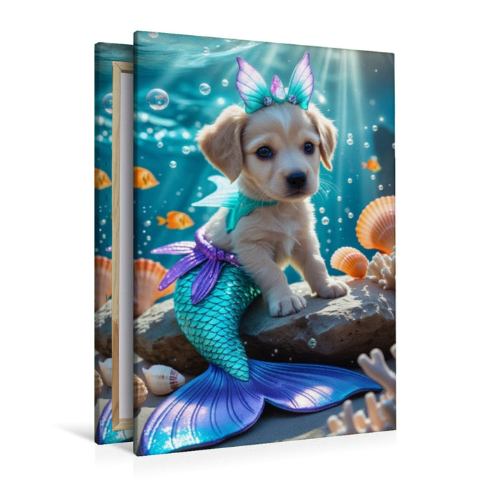 Premium Textil-Leinwand Die kleine Meerjungfrau-Hundewelpe