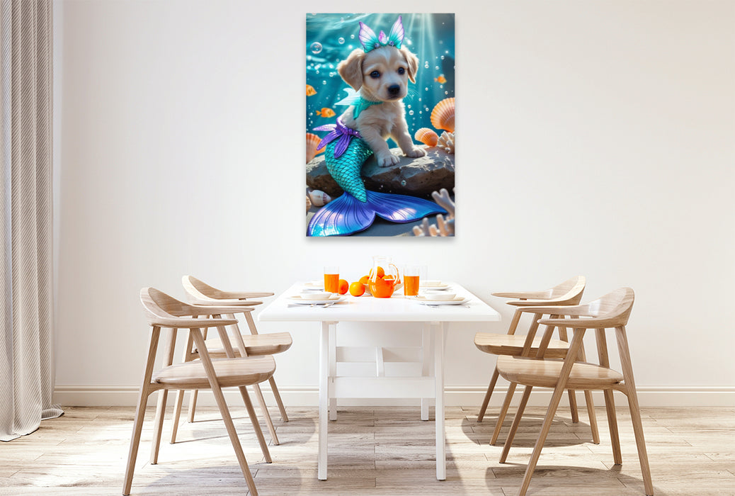 Premium Textil-Leinwand Die kleine Meerjungfrau-Hundewelpe