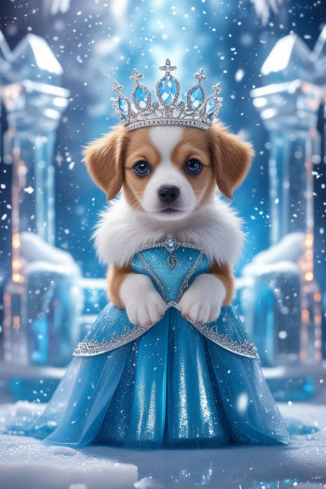 Premium Textil-Leinwand Die Schneekönigin-Hundewelpe