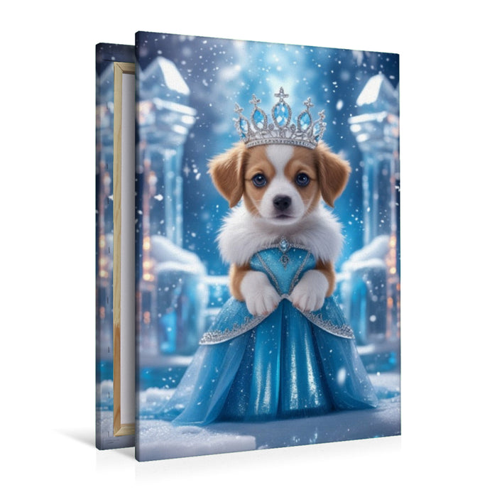 Premium Textil-Leinwand Die Schneekönigin-Hundewelpe