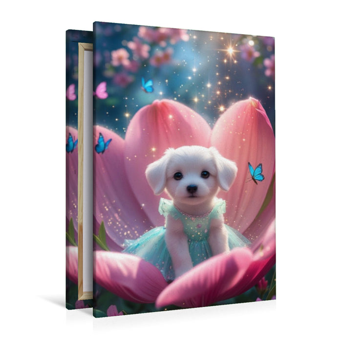 Premium Textil-Leinwand Däumelinchen-Hundewelpe