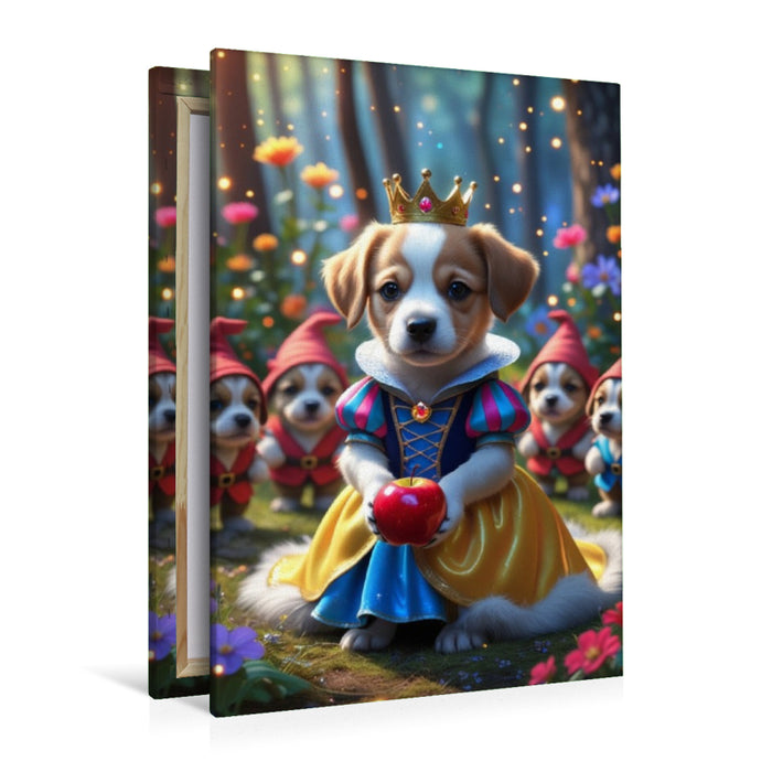 Premium Textil-Leinwand Schneewittchen Hundewelpe