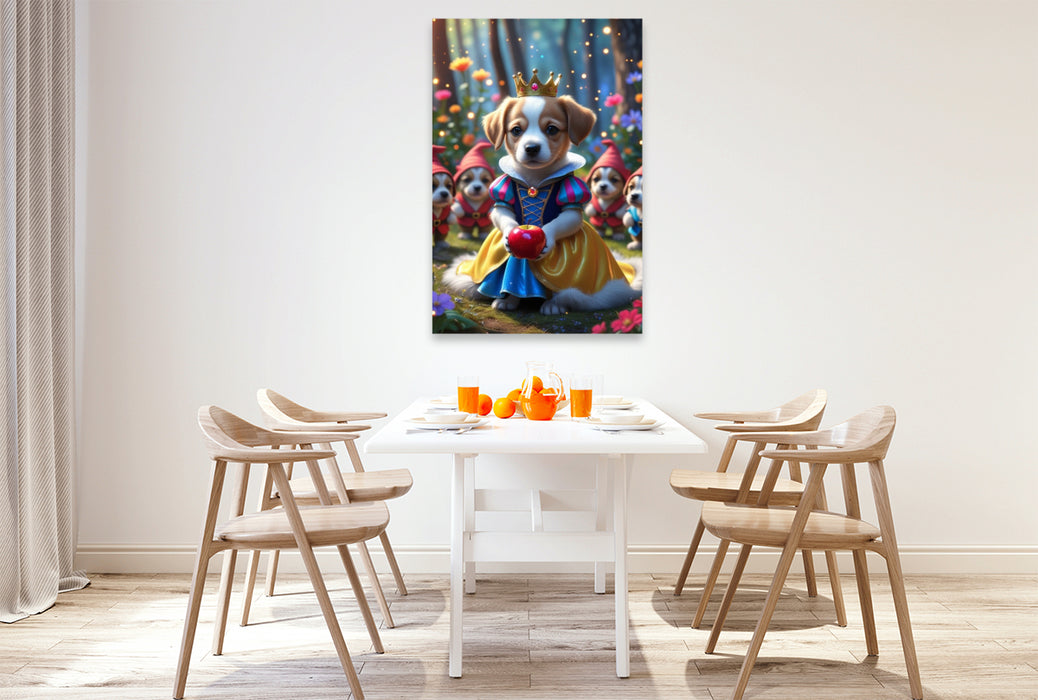 Premium Textil-Leinwand Schneewittchen Hundewelpe