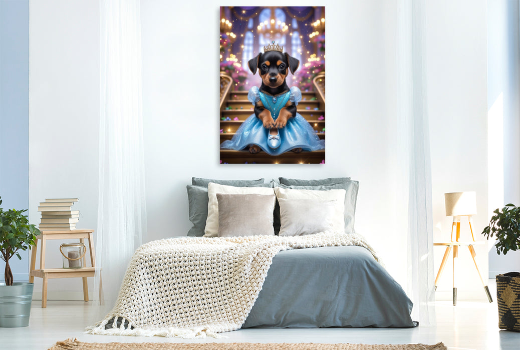 Premium Textil-Leinwand Aschenputtel Hundewelpe