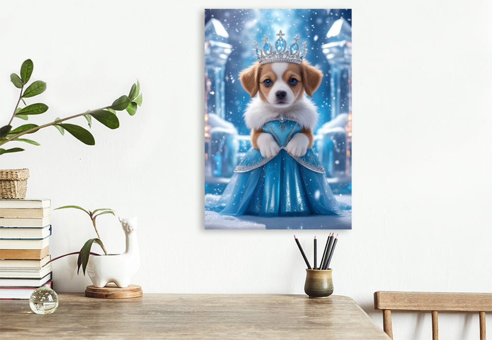 Premium Textil-Leinwand Die Schneekönigin-Hundewelpe