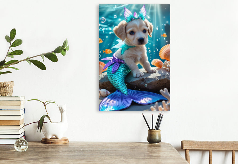 Premium Textil-Leinwand Die kleine Meerjungfrau-Hundewelpe