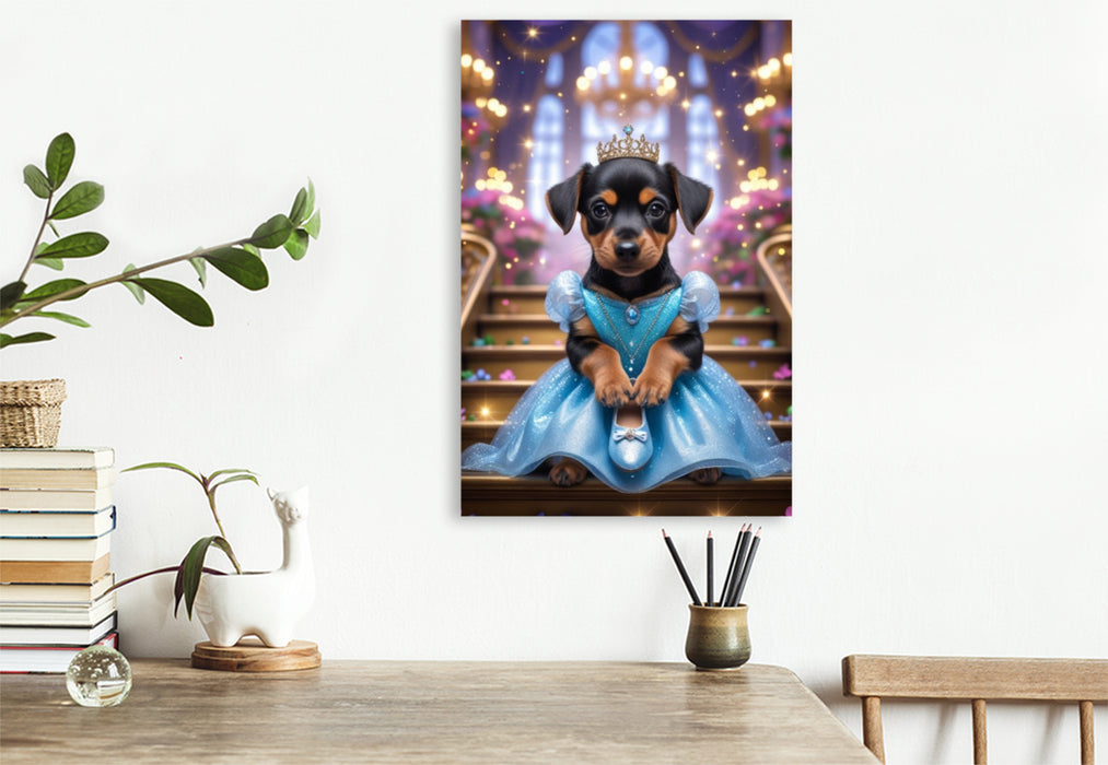 Premium Textil-Leinwand Aschenputtel Hundewelpe