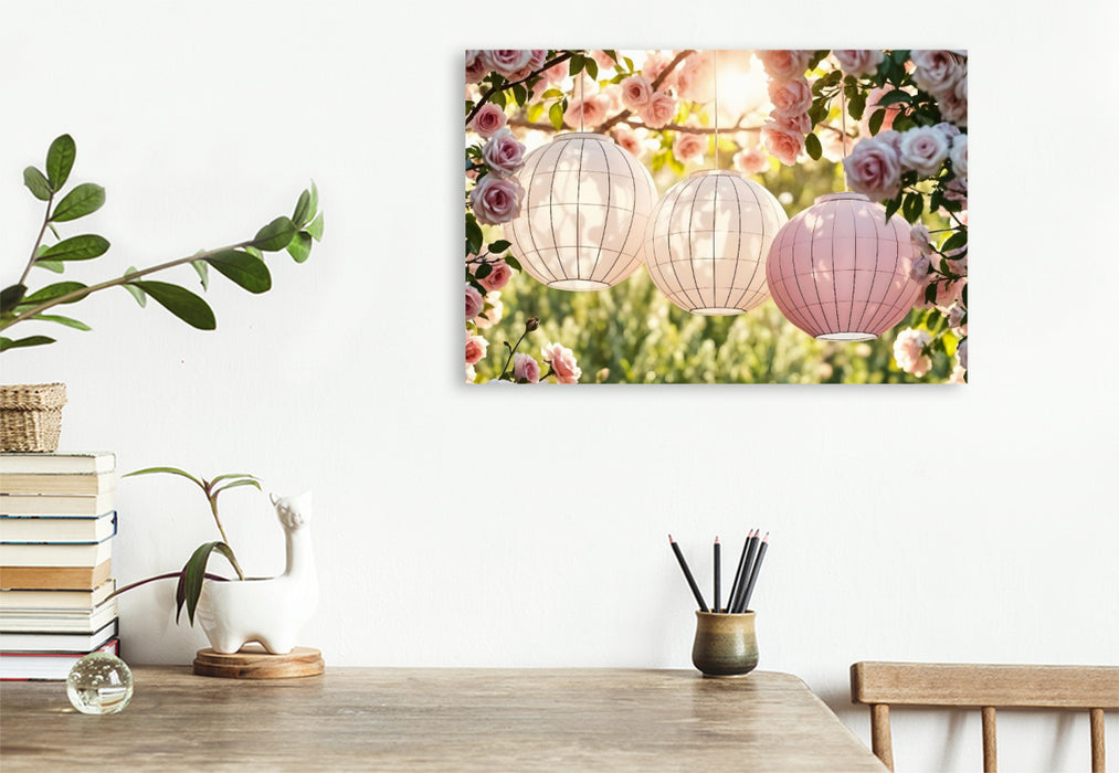 Premium Textil-Leinwand Sommerzauber aus Papierlaternen