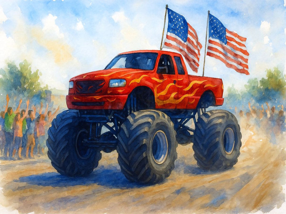 Fahnen wehen, Herzen rasen - Monstertruck - CALVENDO Foto-Puzzle'