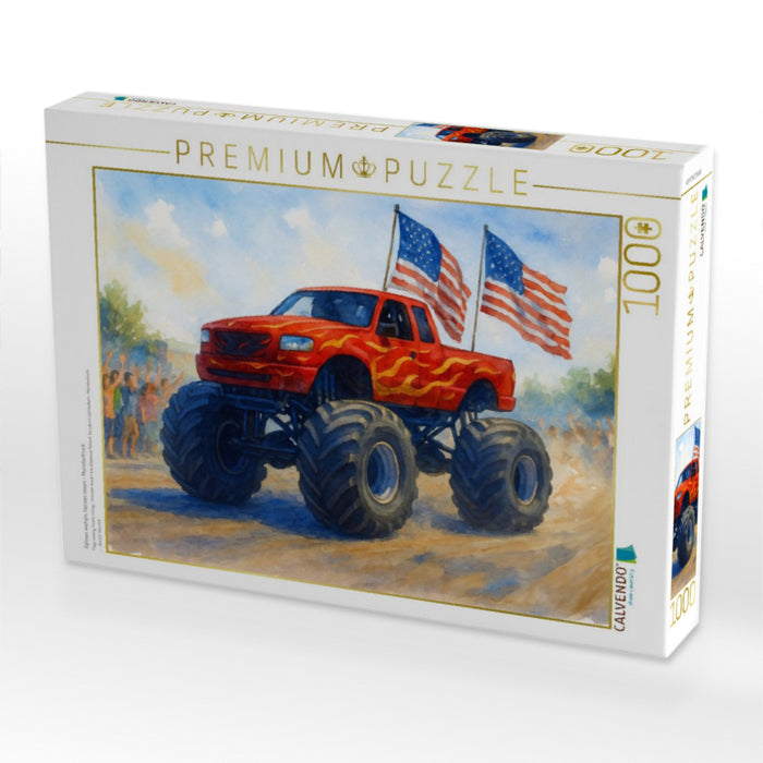 Fahnen wehen, Herzen rasen - Monstertruck - CALVENDO Foto-Puzzle'