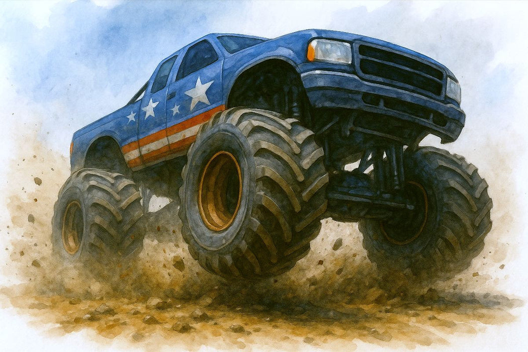 Premium Textil-Leinwand Schlamm wird zur Leinwand der Kraft - Monstertruck