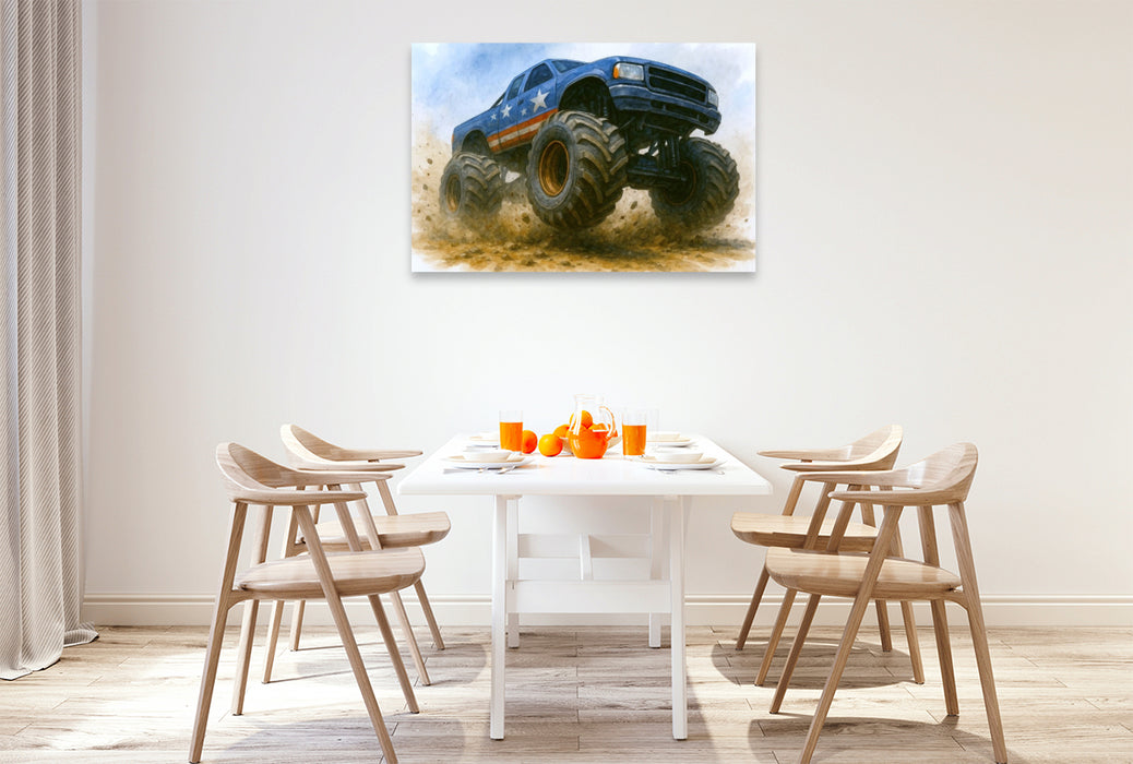 Premium Textil-Leinwand Schlamm wird zur Leinwand der Kraft - Monstertruck