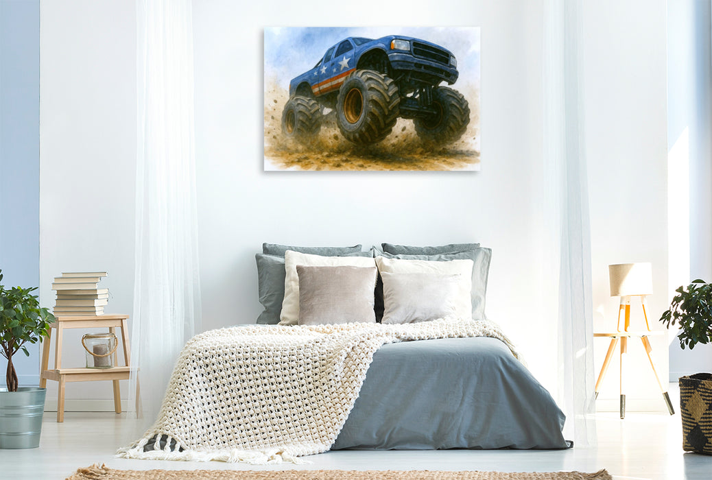 Premium Textil-Leinwand Schlamm wird zur Leinwand der Kraft - Monstertruck