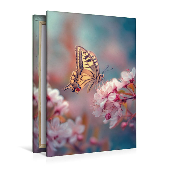 Premium Textil-Leinwand Blütenregen, Frühling für das Herz