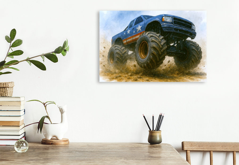 Premium Textil-Leinwand Schlamm wird zur Leinwand der Kraft - Monstertruck