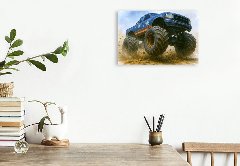 Premium Textil-Leinwand Schlamm wird zur Leinwand der Kraft - Monstertruck