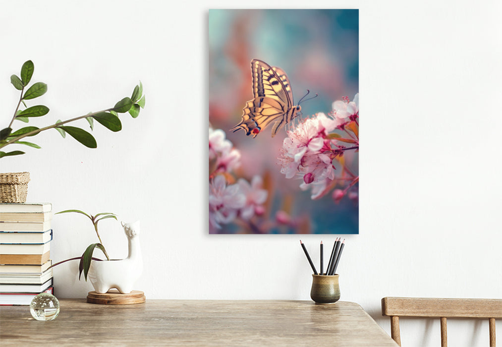 Premium Textil-Leinwand Blütenregen, Frühling für das Herz