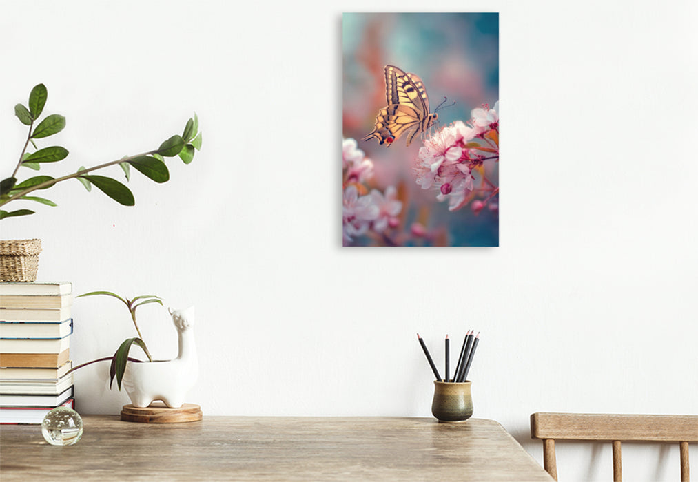 Premium Textil-Leinwand Blütenregen, Frühling für das Herz