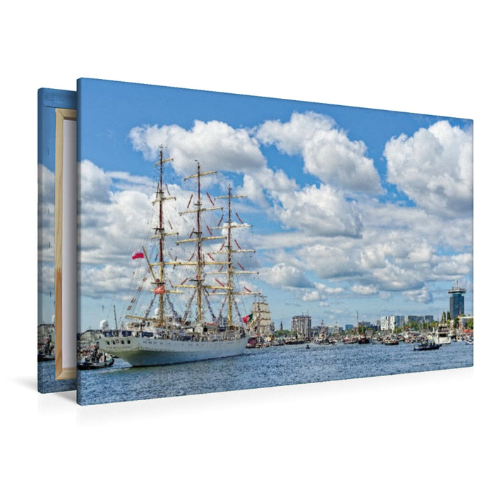 Premium Textil-Leinwand Die "Dar Młodzieży", ein Segelschulschiff für angehende Offiziere der Handelsmarine
