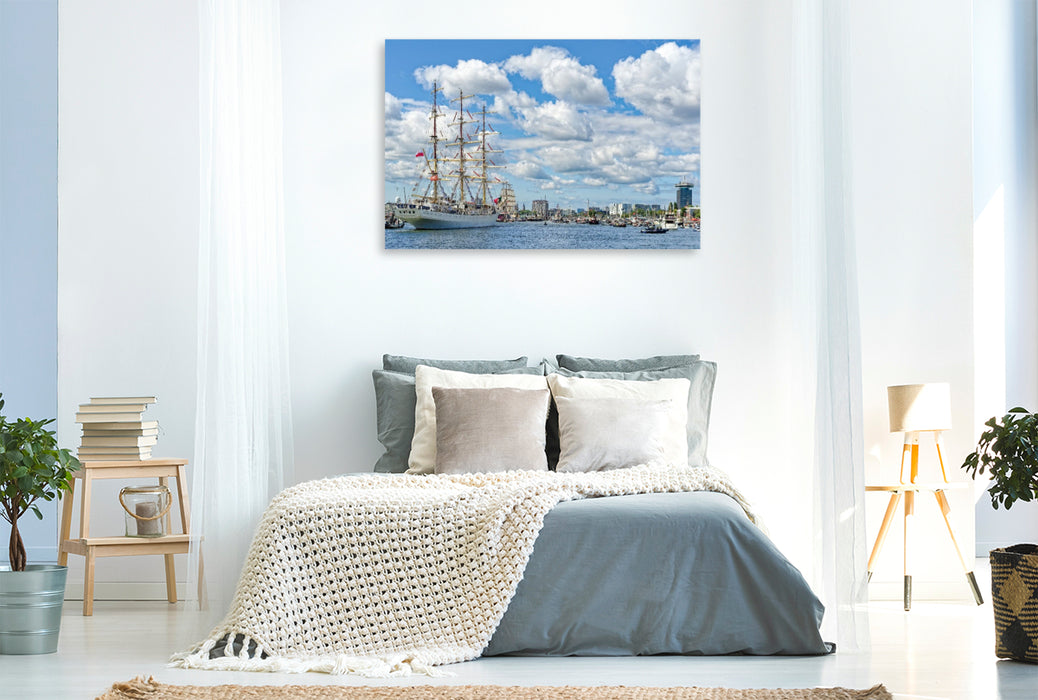 Premium Textil-Leinwand Die "Dar Młodzieży", ein Segelschulschiff für angehende Offiziere der Handelsmarine