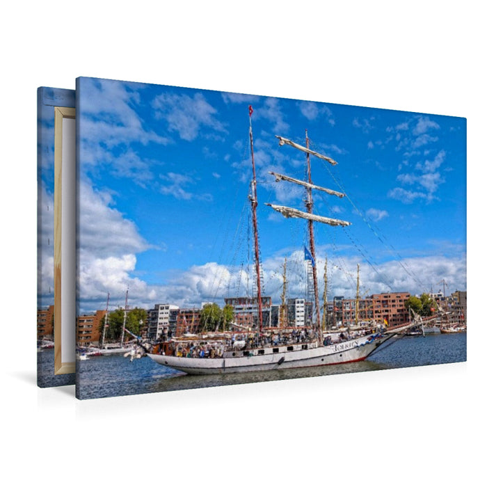 Premium Textil-Leinwand Opulenter Zweimast-Gaffel-Topsegelschoner "J.R. Tolkien"