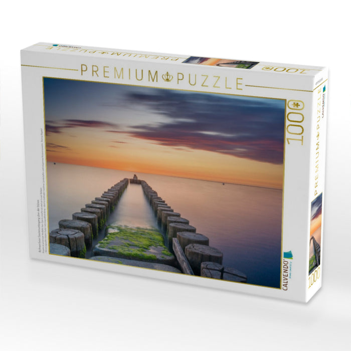 Buhnen beim Sonnenuntergang über der Ostsee - CALVENDO Foto-Puzzle'