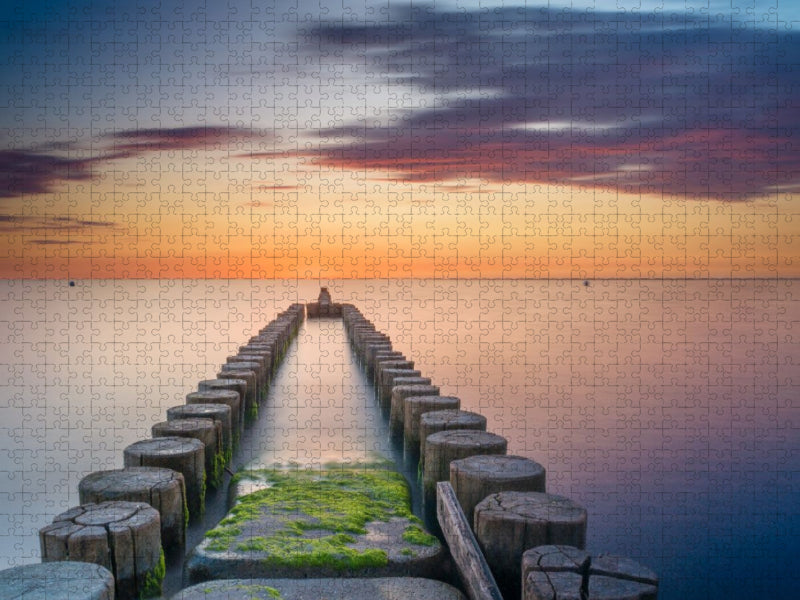 Buhnen beim Sonnenuntergang über der Ostsee - CALVENDO Foto-Puzzle'