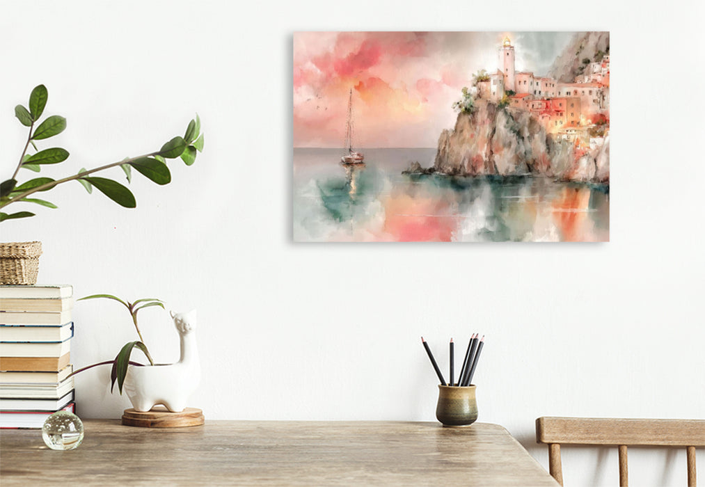 Premium Textil-Leinwand Ein Motiv aus dem Kalender Segelträume und Leuchtturmlichter