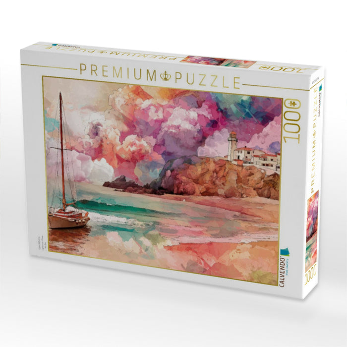 Leuchtturm & Segel in Farbe - CALVENDO Foto-Puzzle'