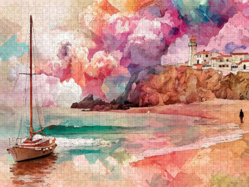 Leuchtturm & Segel in Farbe - CALVENDO Foto-Puzzle'