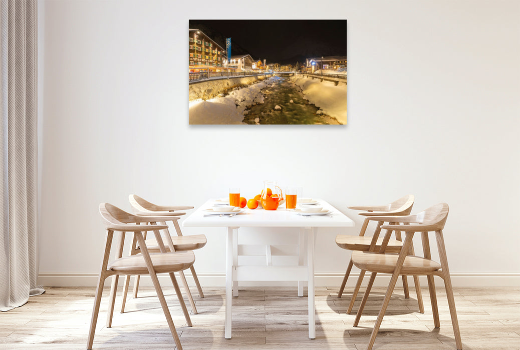 Premium Textil-Leinwand Lech am Arlberg, Skiparadies der Extraklasse.