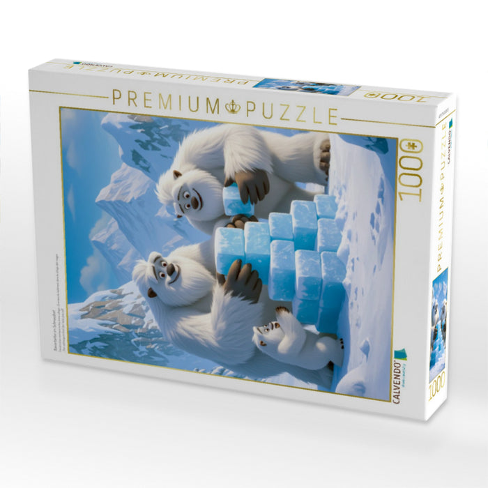 Bauarbeiter im Schneedorf - CALVENDO Foto-Puzzle'