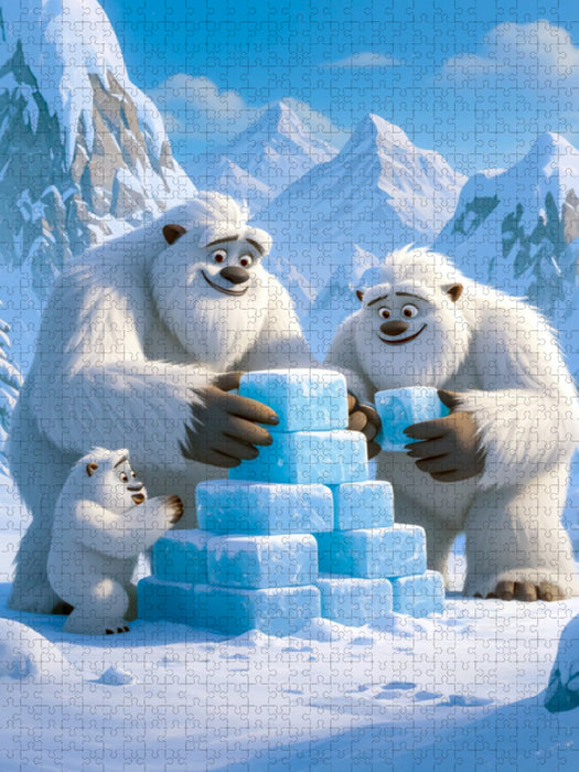 Bauarbeiter im Schneedorf - CALVENDO Foto-Puzzle'