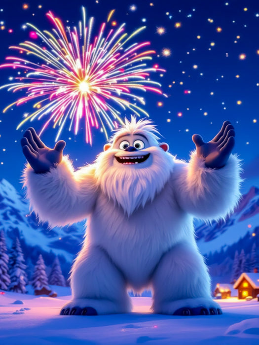 Feuerwerk über dem Yeti-Dorf - CALVENDO Foto-Puzzle'