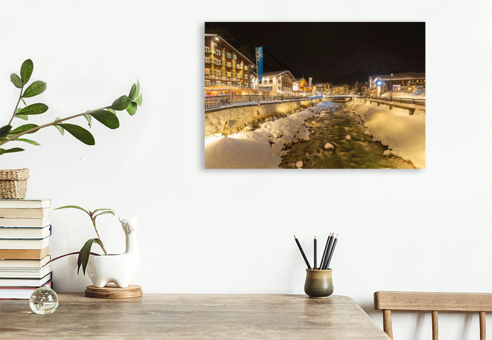 Premium Textil-Leinwand Lech am Arlberg, Skiparadies der Extraklasse.