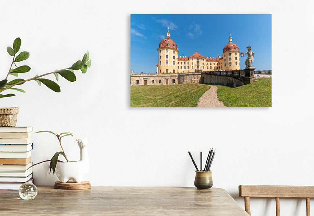 Premium Textil-Leinwand Schloss Moritzburg, ehemalige Jagdresidenz der Kurfürsten.