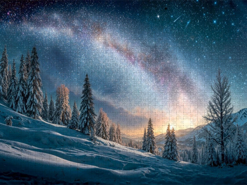 Verschneite Tannen ruhen still – der Winter atmet leise - CALVENDO Foto-Puzzle'