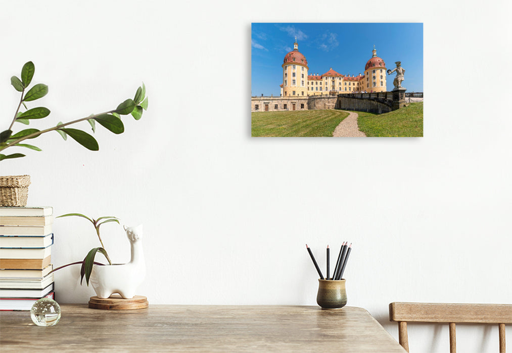 Premium Textil-Leinwand Schloss Moritzburg, ehemalige Jagdresidenz der Kurfürsten.