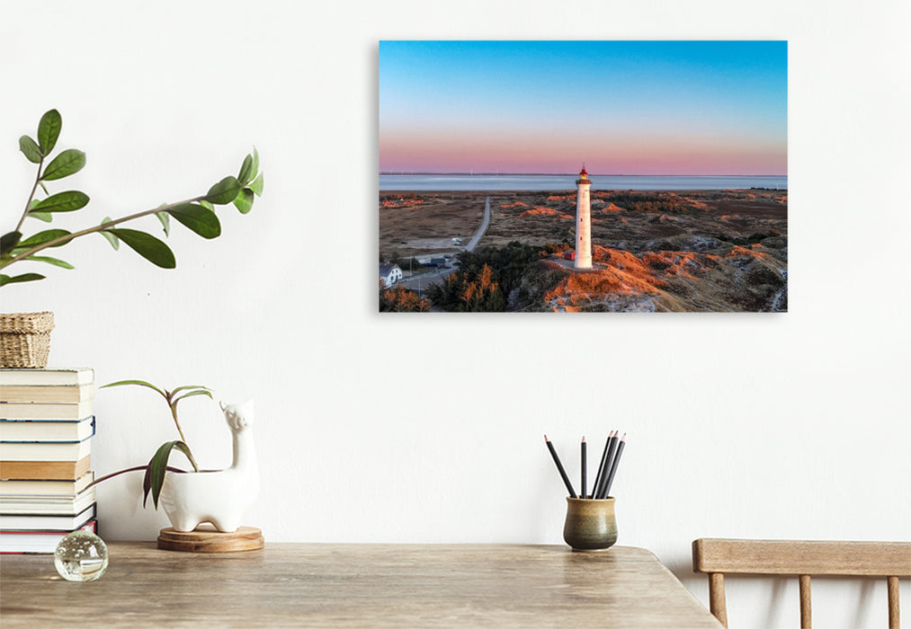 Premium Textil-Leinwand Lyngvig Fyr aus der Luft