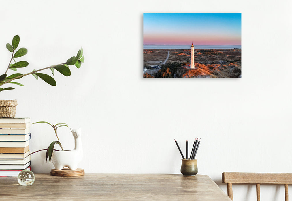Premium Textil-Leinwand Lyngvig Fyr aus der Luft