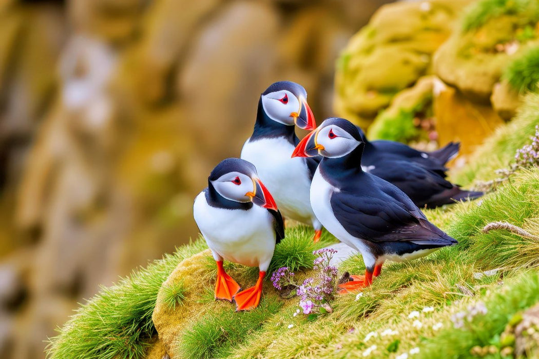 Premium Textil-Leinwand Ein Motiv aus dem Kalender Tieftaucher Papageitaucher