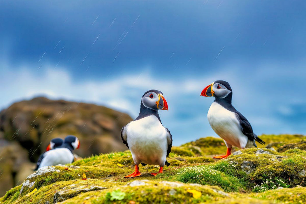 Premium Textil-Leinwand Zurück zur Natur – mit dem Vogel, der das Meer liebt.